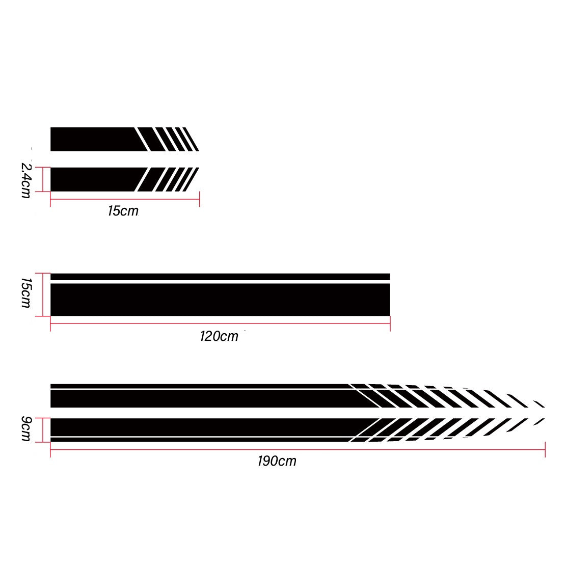 Set 5 stickere autoadezive Tuning, model "Racing Stripes V1", dimensiune 190 cm, culoare Alba